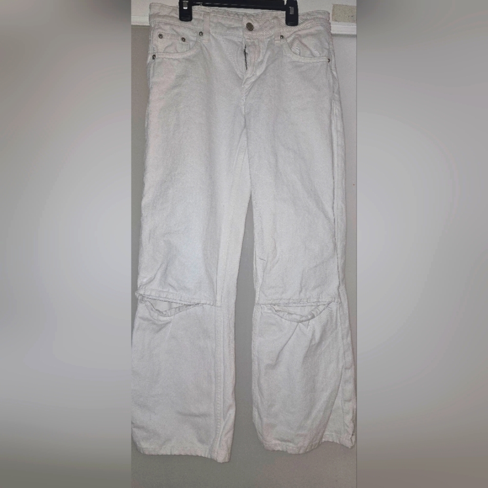 Zara White Flare Wide Leg Jeans